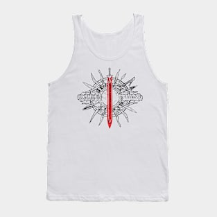 Weapon Burst - Black with Red Sword Tank Top